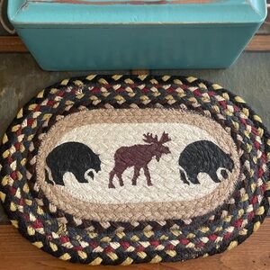 Earth Rugs Bear/Moose 100% Jute Braided Placemat Table Decor 15”x9.75”